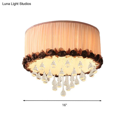 DecorBites™ DecorBites™ Modern Waterdrop Crystal LED Ceiling Light Fixture - Orange/Pink/Purple Drum Flush Mount Lamp