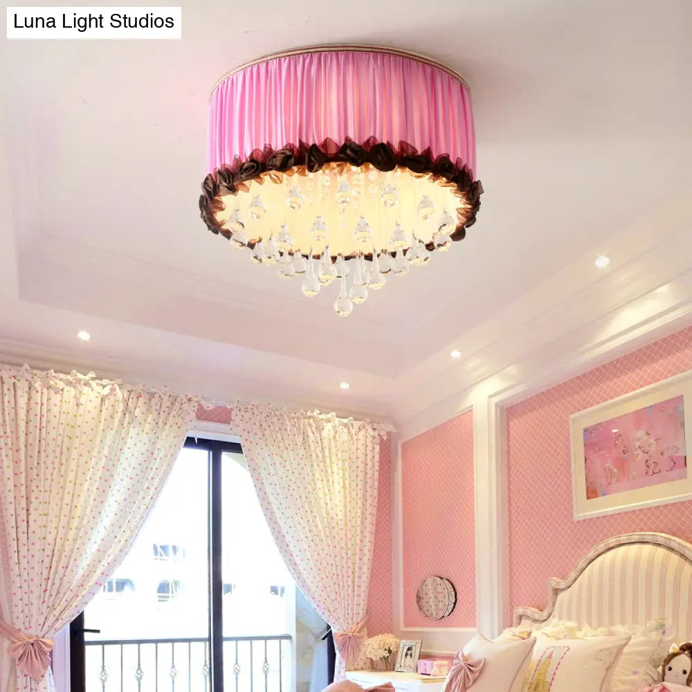 DecorBites™ DecorBites™ Modern Waterdrop Crystal LED Ceiling Light Fixture - Orange/Pink/Purple Drum Flush Mount Lamp