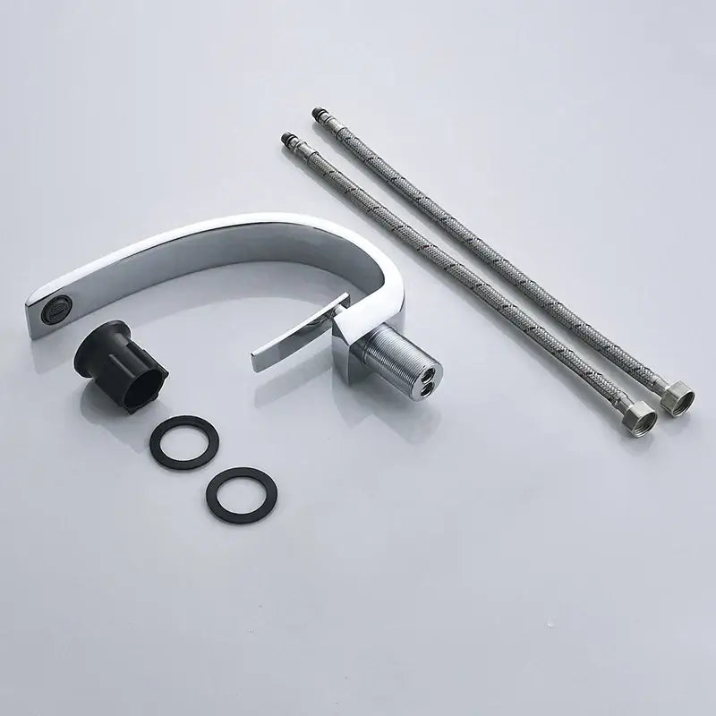 Modern waterfall black chrome basin faucet with sleek curved spout and minimalist decorbites black chrome design