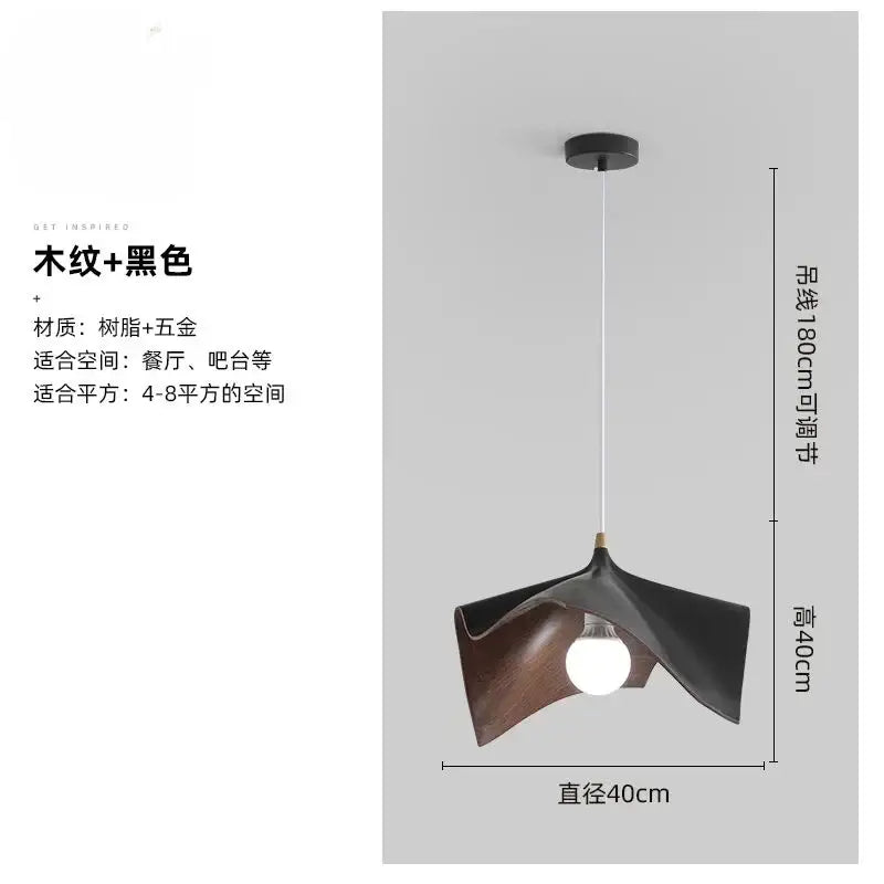 Modern wave black and bronze chandelier pendant light with resin and metal finish for living room use
