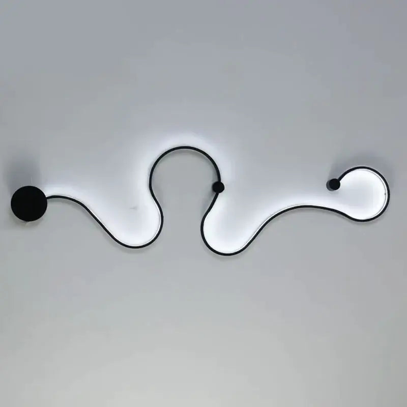 Modern black-framed led wall lights with flowing organic design and soft white illumination for living room decor