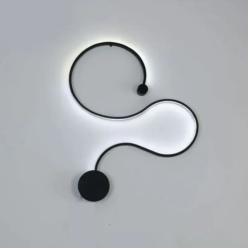 Modern wave black led wall lights with sleek curved design and glowing rgb light for living room decor
