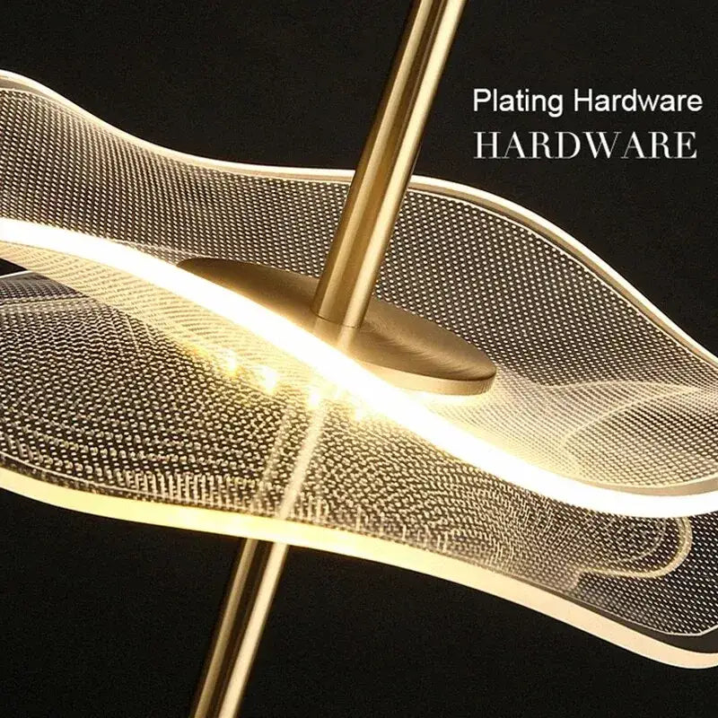 Gold-plated modern wave led pendant with sleek mesh design ideal for dining tables and living rooms lighting