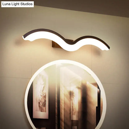 Modern wavelet black and white wall sconce bathroom led light with sleek black frame and bright white illumination