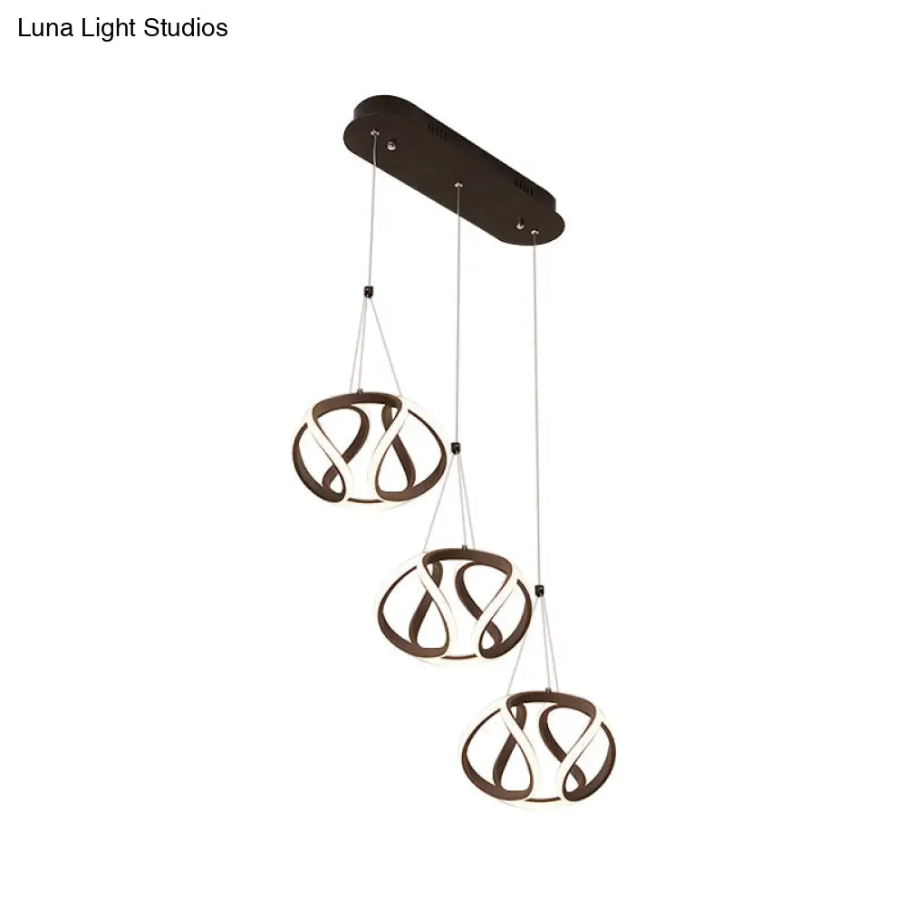 Modern Waving Acrylic Island Pendant Light: Brown Hanging Ceiling Light with Adjustable Cords (3/5-Light)