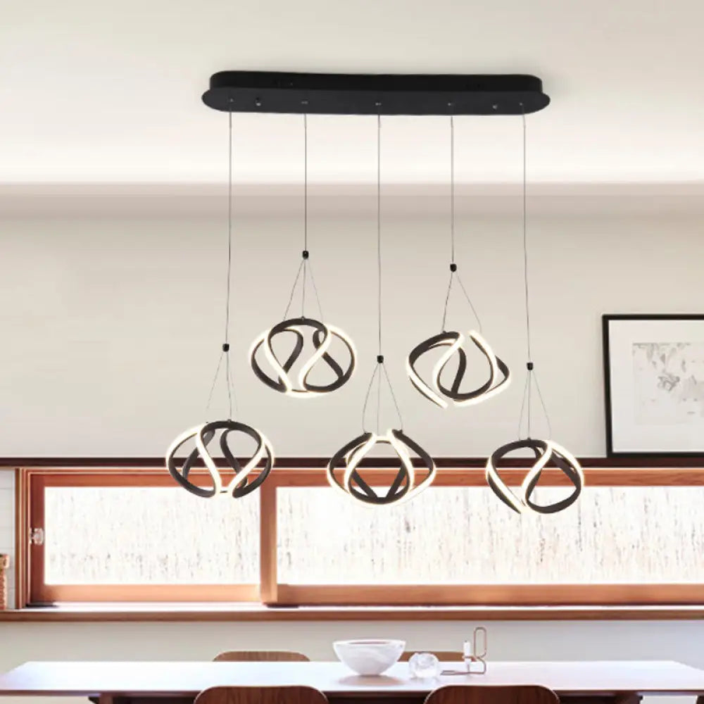 Modern Waving Acrylic Island Pendant Light: Brown Hanging Ceiling Light with Adjustable Cords (3/5-Light)