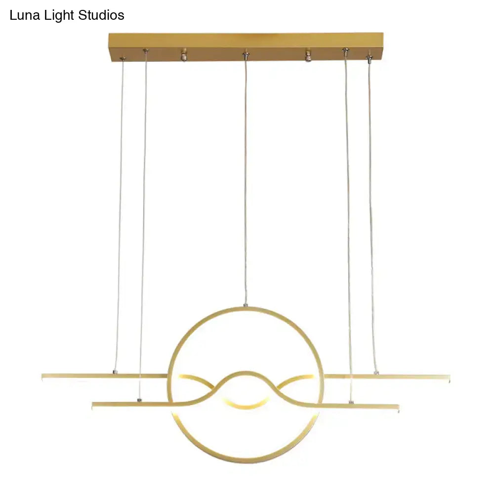 DecorBites gold island led pendant light with modern wavy design and warm white glow for dining area lighting