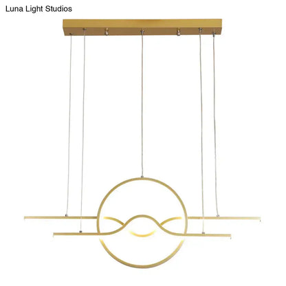DecorBites gold island led pendant light with modern wavy design and warm white glow for dining area lighting