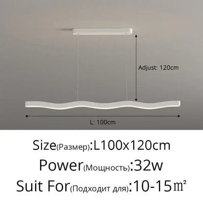 A sleek modern white cream style led ceiling lamp with wavy design and adjustable hanging length for living room decorbites cream style