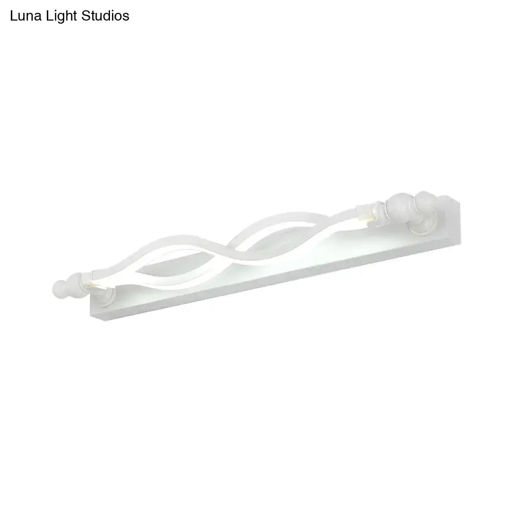 Modern wavy white twist acrylic vanity wall light with sleek wave design and frosted glass accents for bedroom use