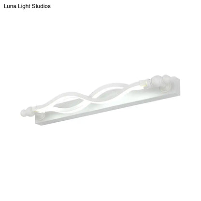 Modern wavy white twist acrylic vanity wall light with sleek wave design and frosted glass accents for bedroom use