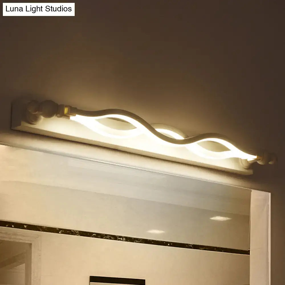 Modern wavy white twist acrylic vanity sconce with beautiful twist acrylic and warm led bathroom mirror light illumination