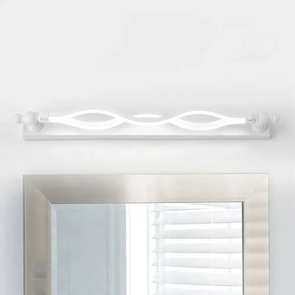 Modern wavy white twist acrylic vanity sconce with beautiful twist acrylic and frosted glass accents for bedroom lighting