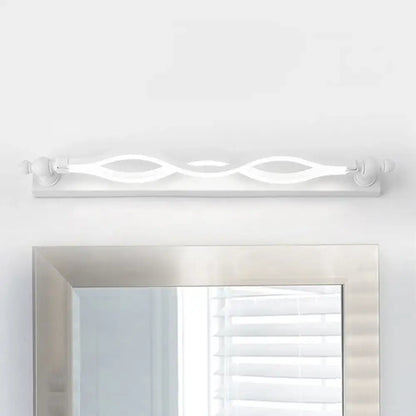 Modern wavy white twist acrylic vanity sconce with beautiful twist acrylic and frosted glass accents for bedroom lighting