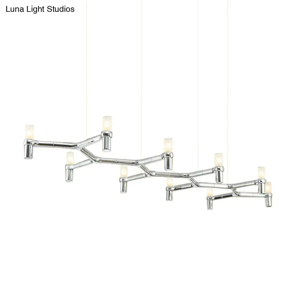 Chrome-finished decorbites contemporary 10-head ceiling pendant with aluminum alloy shade and frosted glass bulbs