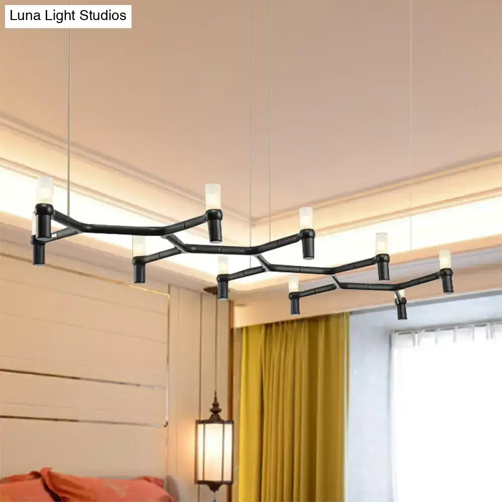 Black DecorBites™ ceiling pendant with aluminum alloy shade featuring multiple arms and frosted glass candle-like bulbs