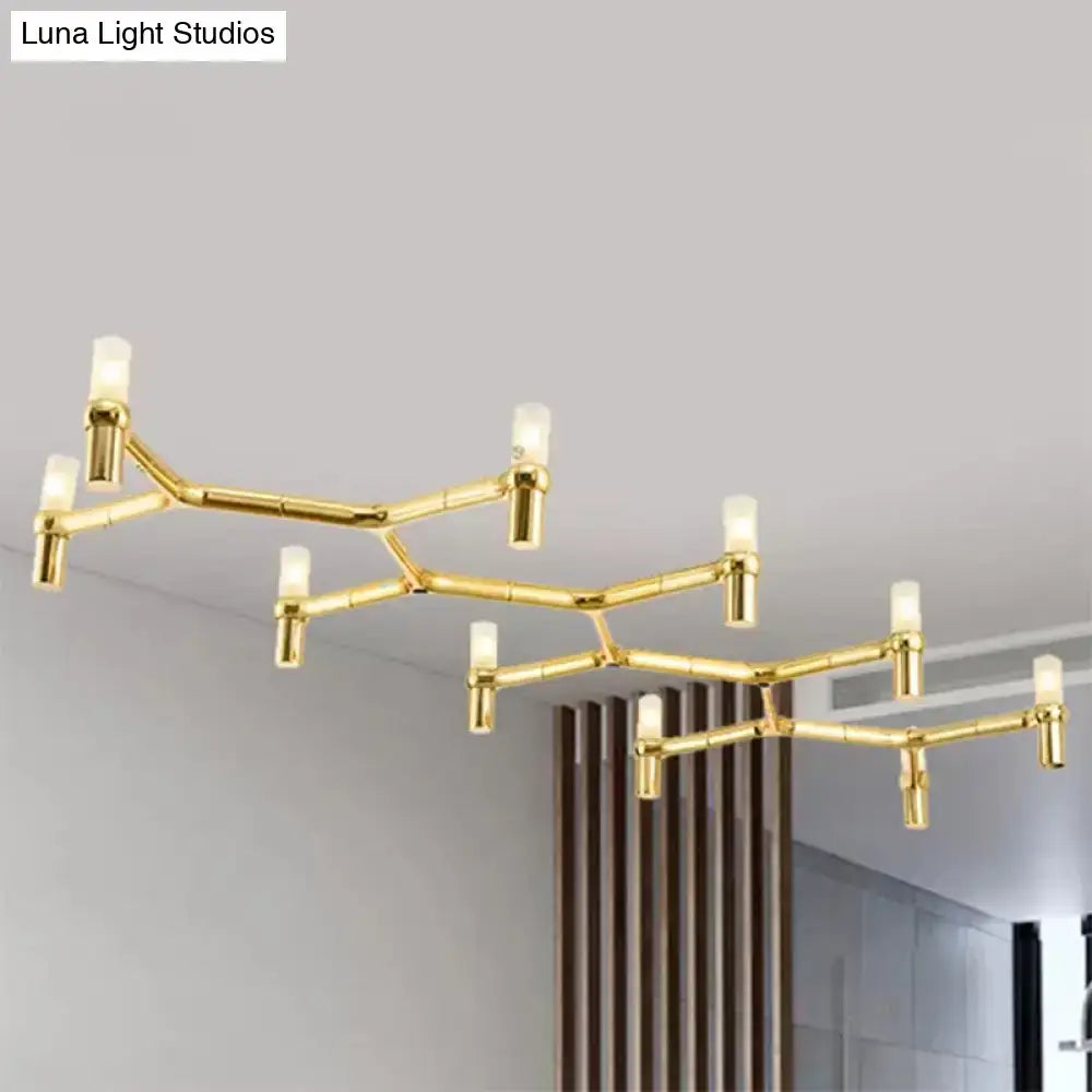 Gold-toned DecorBites™ contemporary 10-head ceiling pendant with aluminum alloy shade and black white chrome options