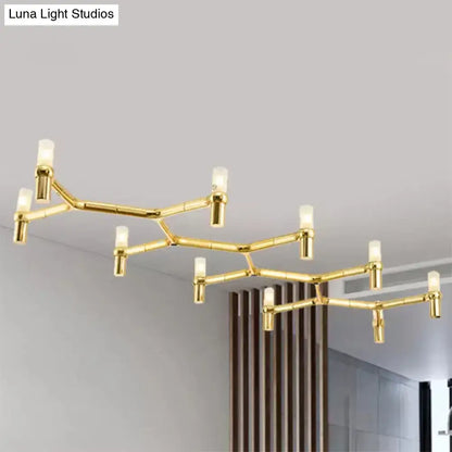 Gold-toned DecorBites™ contemporary 10-head ceiling pendant with aluminum alloy shade and black white chrome options