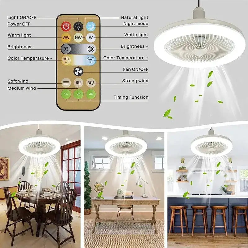 Modern white 2-in-1 ceiling fan with integrated led lighting and remote control for bedroom use