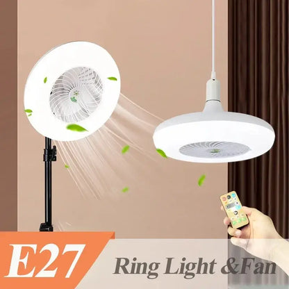 Modern white 2-in-1 ceiling fan with remote control featuring integrated led lighting and central fan blade for bedrooms