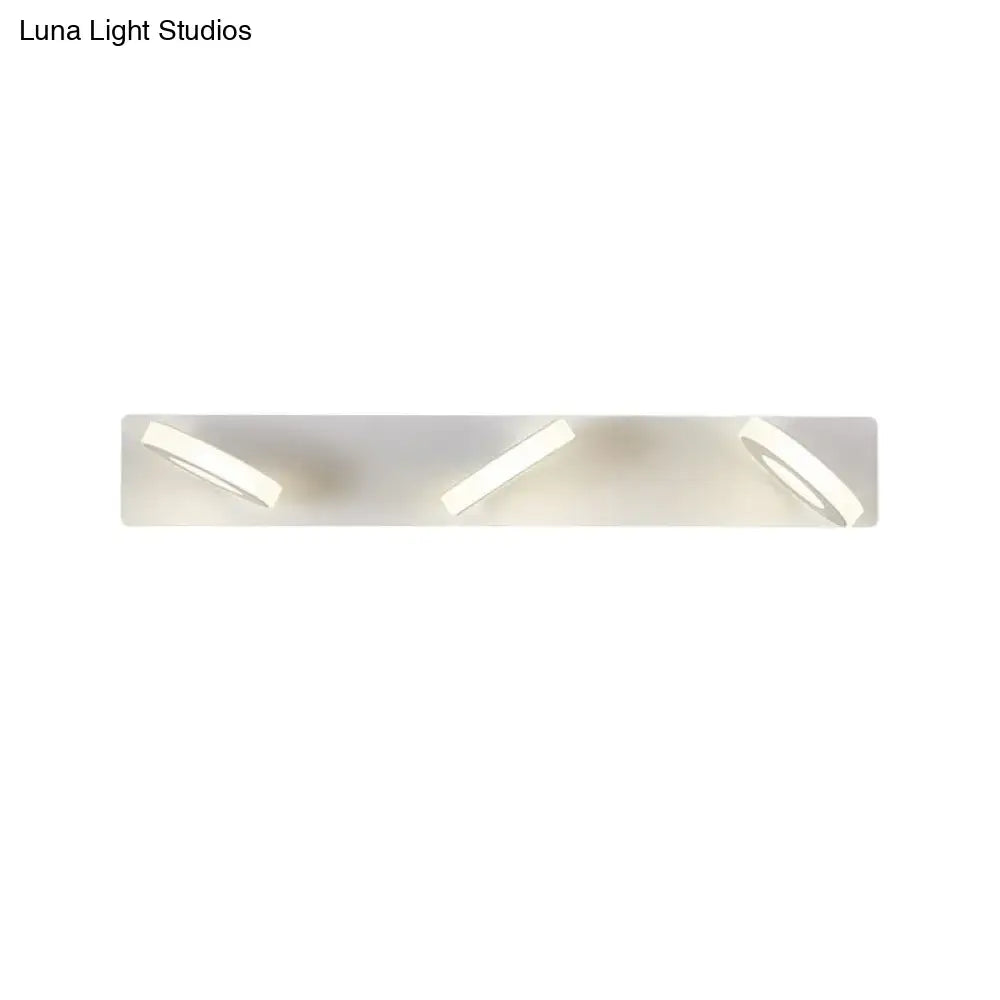 Modern white 3-light adjustable wall light fixture with sleek angular led wall light for bathroom use