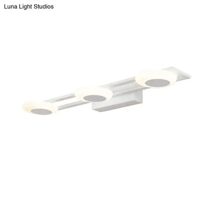 Modern white 3 light led vanity sconce wall mounted bathroom fixture with frosted glass shades and adjustable color temperature