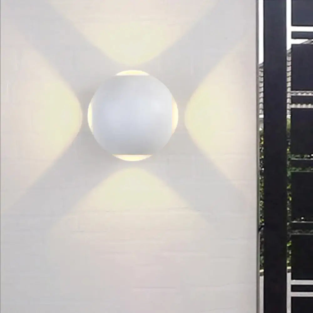 Modern white 4 light dome wall sconce with sleek spherical design casts warm light compatible with 110v-120v and 220v-240v