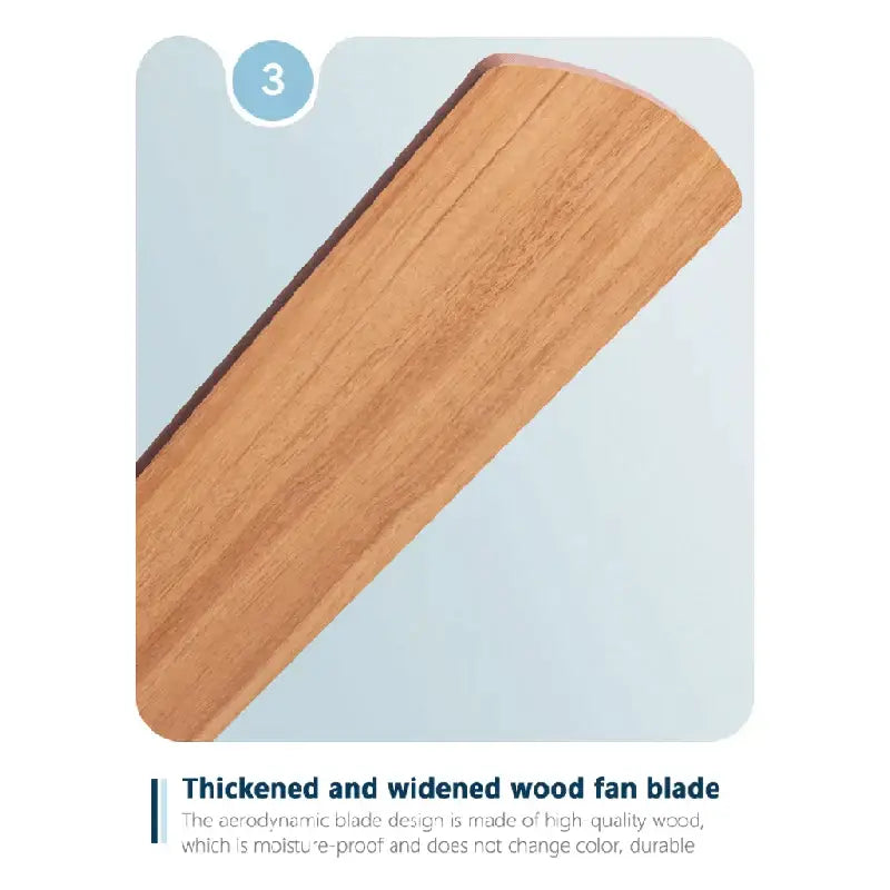 Modern white 5 blade wooden ceiling fan light with thickened natural light brown wood fan blade and remote control