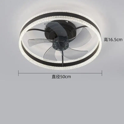 Modern black and white decorbites 7-leaf tri-color fan with integrated led fan lights for living room ceiling decor