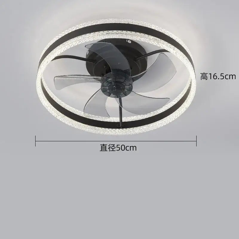 Modern black and white decorbites 7-leaf tri-color fan with integrated led fan lights for living room ceiling decor