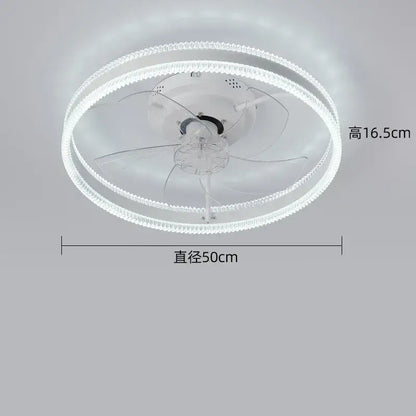 Modern white 7-leaf tri-color fan lights with integrated led and crystal accents for living room decorbites 7-leaf tri-color fan