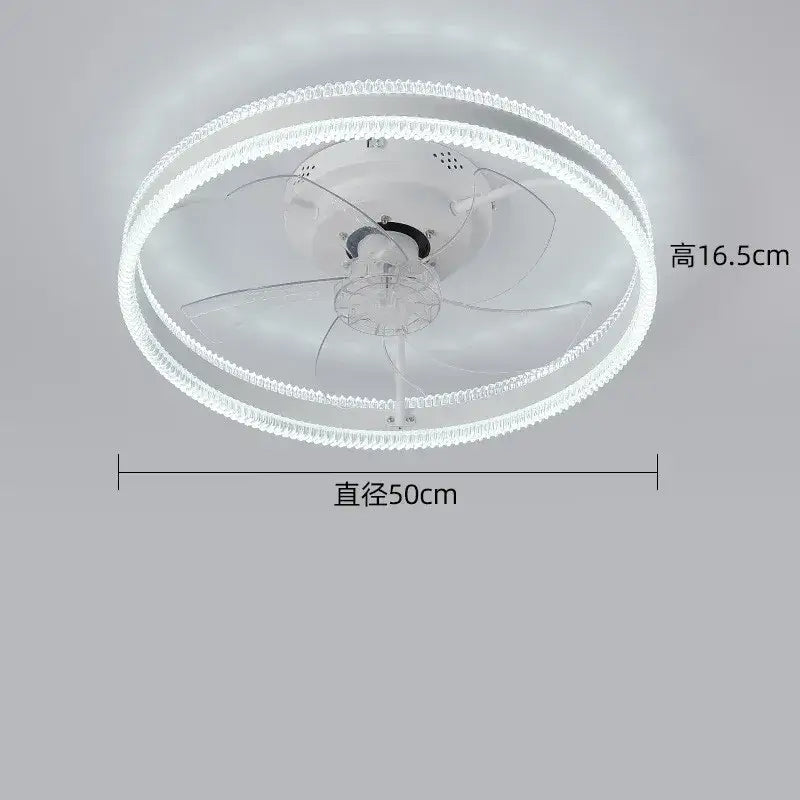 Modern white 7-leaf tri-color fan lights with integrated led and crystal accents for living room decorbites 7-leaf tri-color fan