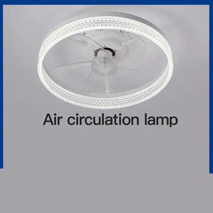 Modern white 7-leaf tri-color fan lights with circular ceiling-mounted led lamp and clear fan blades by decorbites