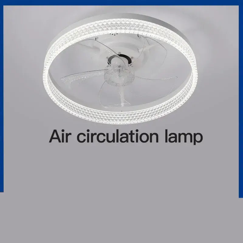 Modern white 7-leaf tri-color fan lights with circular ceiling-mounted led lamp and clear fan blades by decorbites