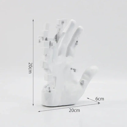 Modern white abstract resin mosaic sculpture hand decorbites abstract resin 20cm tall matte finish decor for office