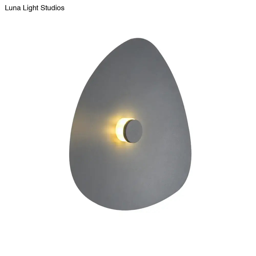 Modern gray flaky sconce light with teardrop design and warm led light for bedroom wall fixture in white acrylic