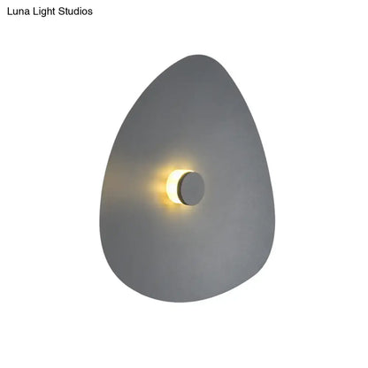 Modern gray flaky sconce light with teardrop design and warm led light for bedroom wall fixture in white acrylic