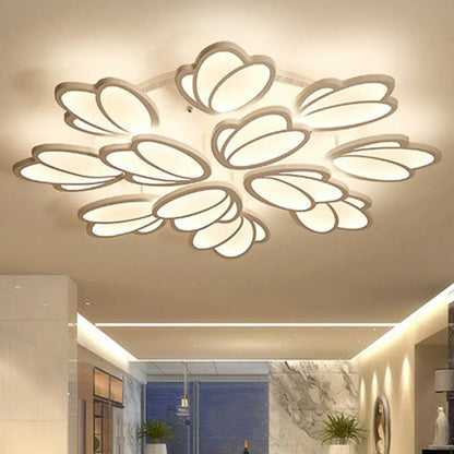 DecorBites™ DecorBites™ Modern White Acrylic Floral LED Semi Flush Ceiling Light Fixture for Living Room
