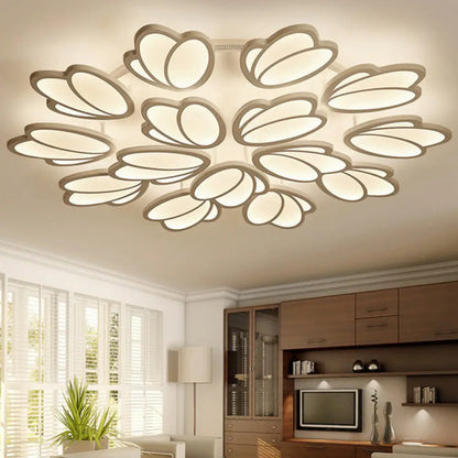 DecorBites™ DecorBites™ Modern White Acrylic Floral LED Semi Flush Ceiling Light Fixture for Living Room