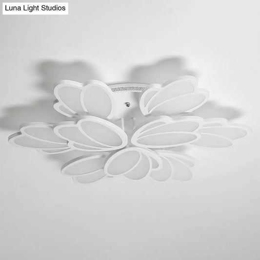 DecorBites™ DecorBites™ Modern White Acrylic Floral LED Semi Flush Ceiling Light Fixture for Living Room