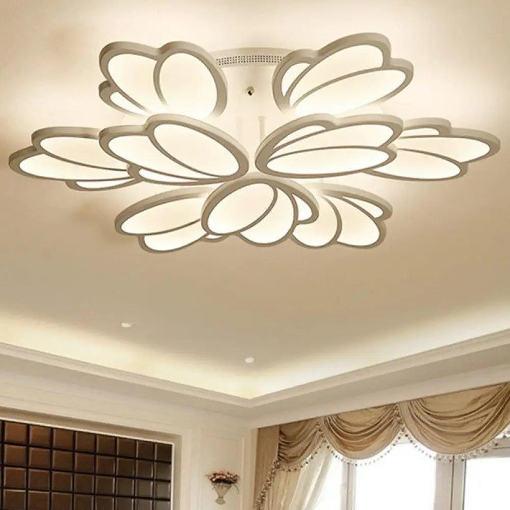 DecorBites™ DecorBites™ Modern White Acrylic Floral LED Semi Flush Ceiling Light Fixture for Living Room