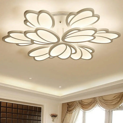 DecorBites™ DecorBites™ Modern White Acrylic Floral LED Semi Flush Ceiling Light Fixture for Living Room