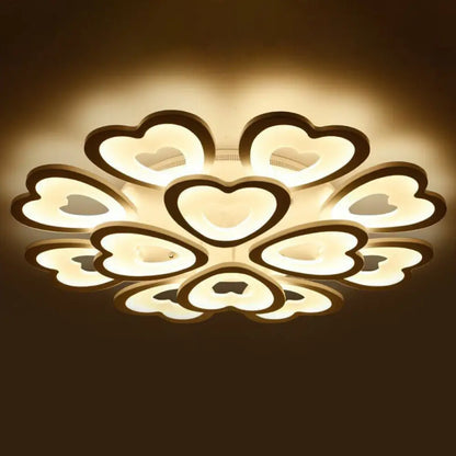 DecorBites™ DecorBites™ Modern White Acrylic Heart LED Semi Flush Ceiling Light Fixture for Living Room