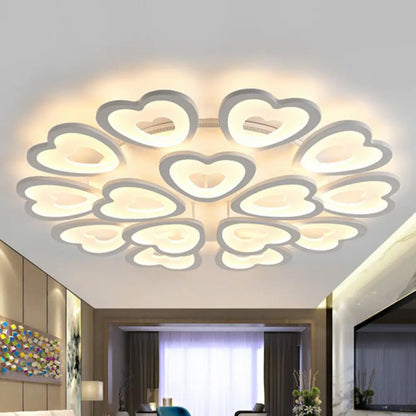 DecorBites™ DecorBites™ Modern White Acrylic Heart LED Semi Flush Ceiling Light Fixture for Living Room