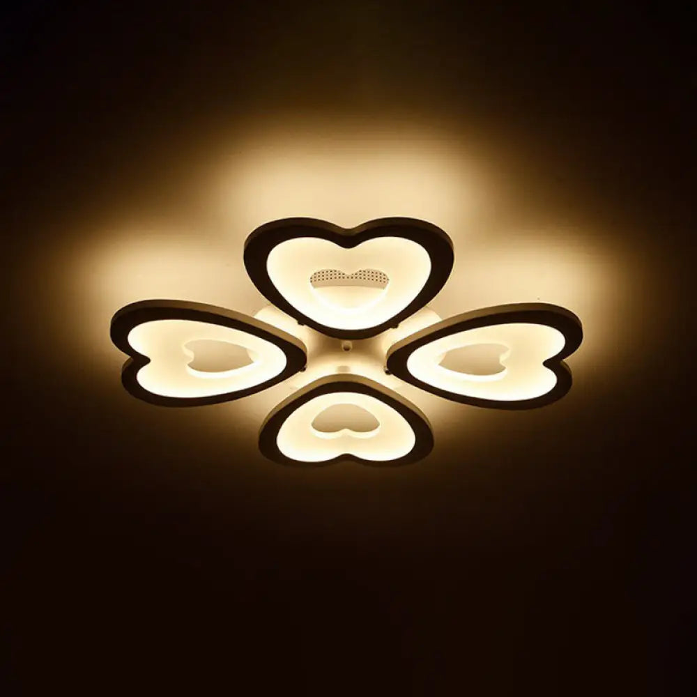 DecorBites™ DecorBites™ Modern White Acrylic Heart LED Semi Flush Ceiling Light Fixture for Living Room