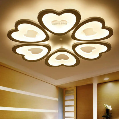 DecorBites™ DecorBites™ Modern White Acrylic Heart LED Semi Flush Ceiling Light Fixture for Living Room