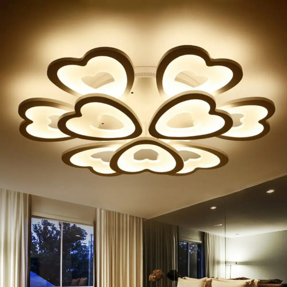 DecorBites™ DecorBites™ Modern White Acrylic Heart LED Semi Flush Ceiling Light Fixture for Living Room