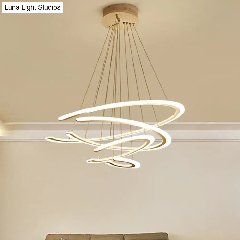Modern decorbites™ c ring dining room chandelier with acrylic led white rings and gold cords for elegant ring dining lighting