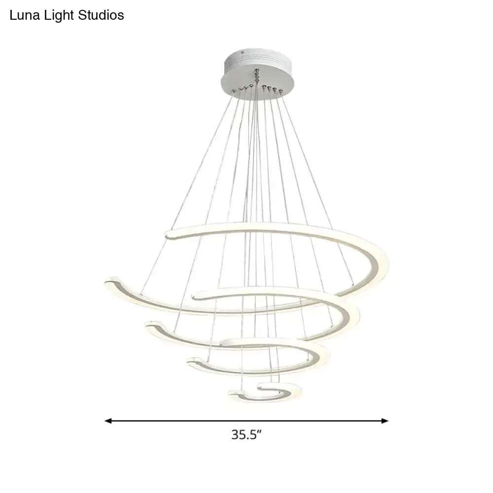 Modern white acrylic decorbites c ring dining room chandelier with concentric rings in warm white light