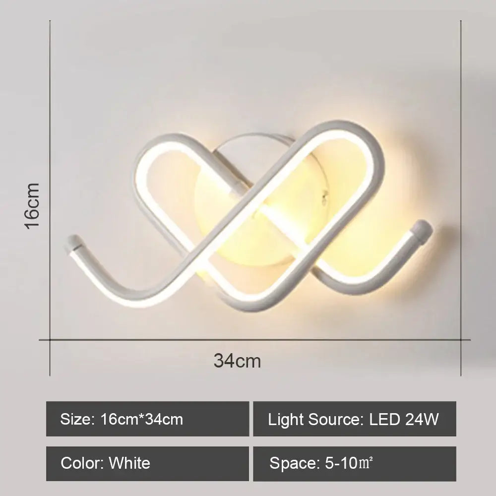 Modern white acrylic led wall sconce light with intertwined geometric design for bedroom corridor decorbites led wall